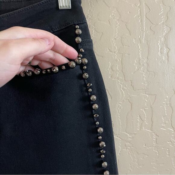New Revolve Paige Noir Rox Embellished Hoxton Black Ankle Peg Skinny Jeans - Picture 4 of 8